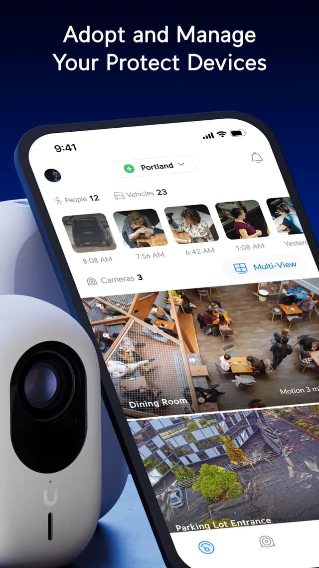 UniFi Protect app camera view on a phone